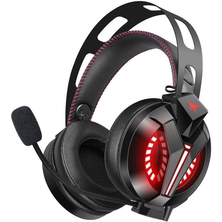Casti Gaming Hunterspider™ M180 Plus, CombatWing, Surround Sound 7.1, Super Deep Bass, Lumina LED, Pentru PC / XBOX 360/One / PS 3/4/5, Microfon Noise Cancelling, Negru