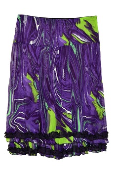 Fusta midi din viscoza aspect dublu terminatie volane,M Fusta midi din viscoza aspect dublu terminatie volane,M