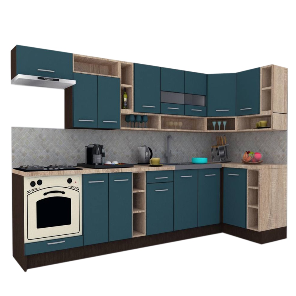 Set Bucatarie de Colt Genarom COSSY NEW DR 120-320, Wenge / Decor 0244