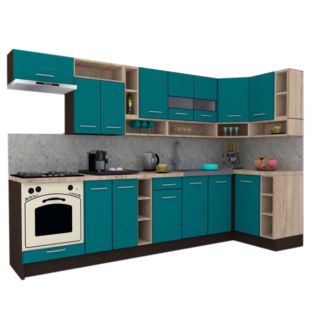 Set Bucatarie de Colt Genarom COSSY NEW DR 120-320, Wenge / Decor 0245