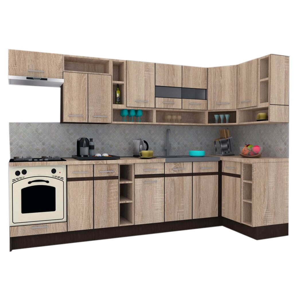 Set Bucatarie de Colt Genarom COSSY NEW DR 120-320, Stejar Sonoma