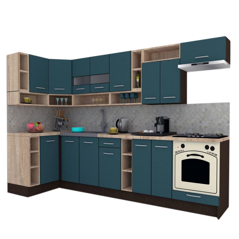 Set Bucatarie de Colt Genarom COSSY NEW ST 120-320, Wenge / Decor 0244