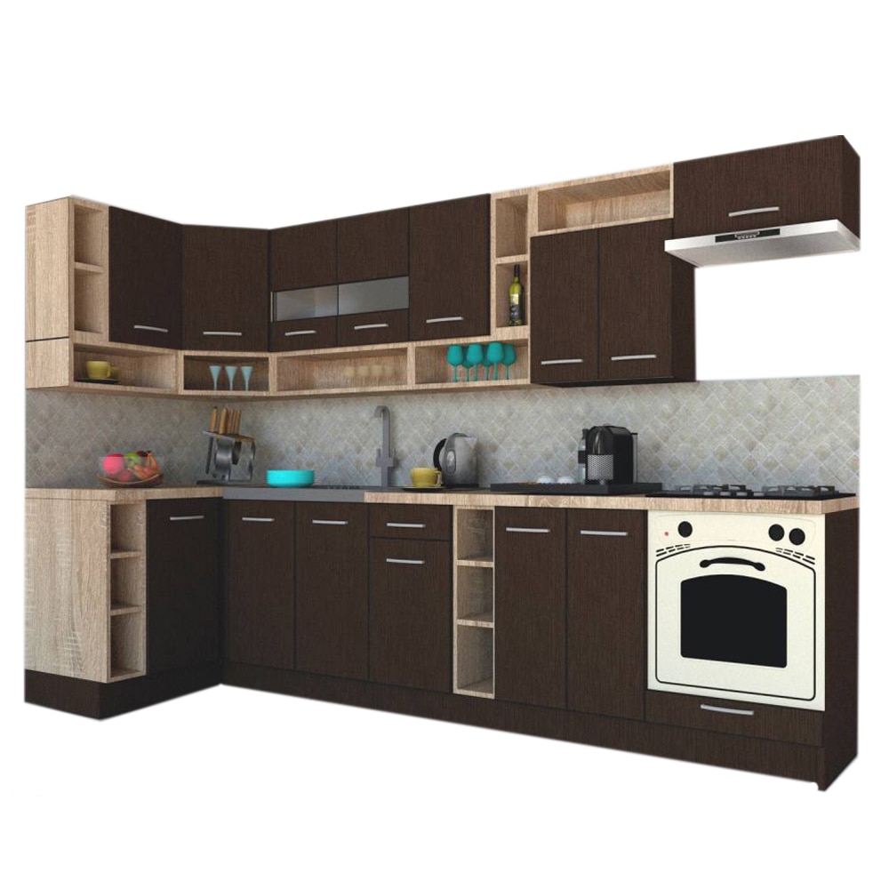 Set Bucatarie de Colt Genarom COSSY NEW ST 120-320, Wenge / Decor 8548
