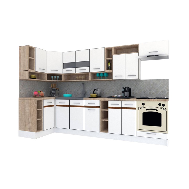 Set Bucatarie de Colt Genarom COSSY NEW ST 120-320, Alb