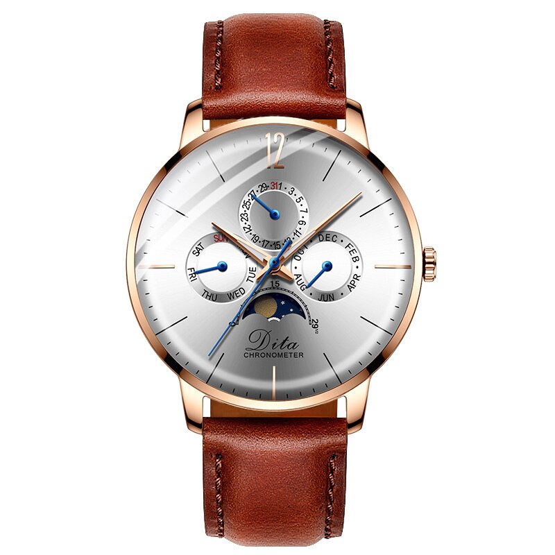 Ceas barbati, DitaWatch, DWK Series Gold Edition, Piele, Maro