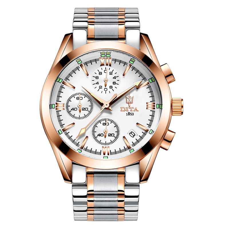 Ceas barbati, DitaWatch, SPD SS White Disc Edition, Otel, Argintiu Rose Gold