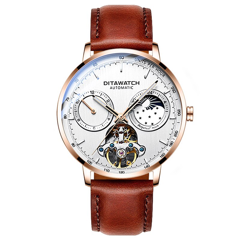 Ceas barbati, DitaWatch, DWB White Edition, Piele, Maro