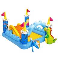 Piscina si Centru de Joaca Gonflabil Castle Intex cu Tobogan, Dragon, Scut si Sulita, 185x152x107 cm, 178 L