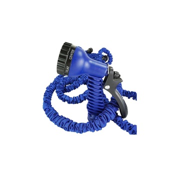 Furtun extensibil pentru gradina, 60 m, cu pistol de udat, albastru Furtun extensibil pentru gradina, 60 m, cu pistol de udat, albastru