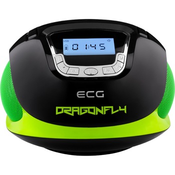 Radio multimedia ECG R 500 U Dragonfly, 2 x 3W, USB, SD, FM, ceas cu alarma, verde cu negru Radio multimedia ECG R 500 U Dragonfly, 2 x 3W, USB, SD, FM, ceas cu alarma, verde cu negru