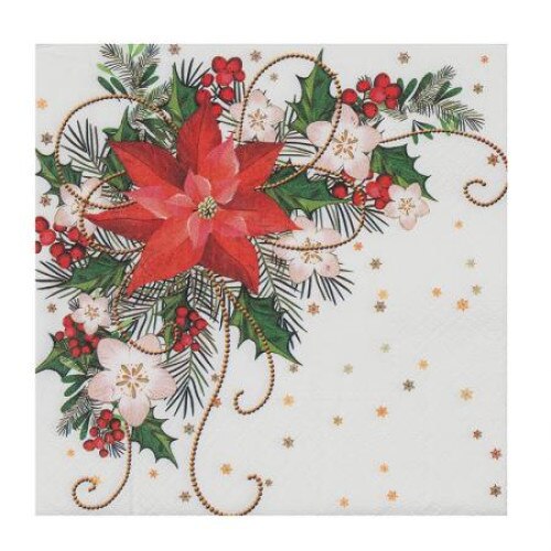 Servetele cu compozitie de Craciun, Hartie 33x33 cm, 20 Buc/Pachet