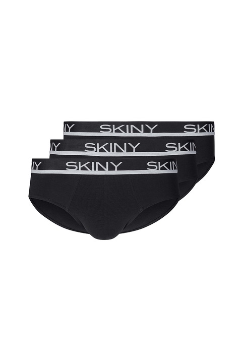 Skiny, Set de chiloti cu banda logo in talie - 3 perechi, Negru, XL