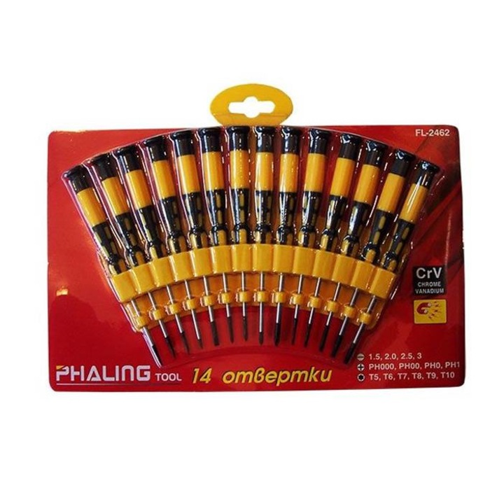 Kombinált csavarhúzók, Torx, Phillips, Egyenes, 14 db