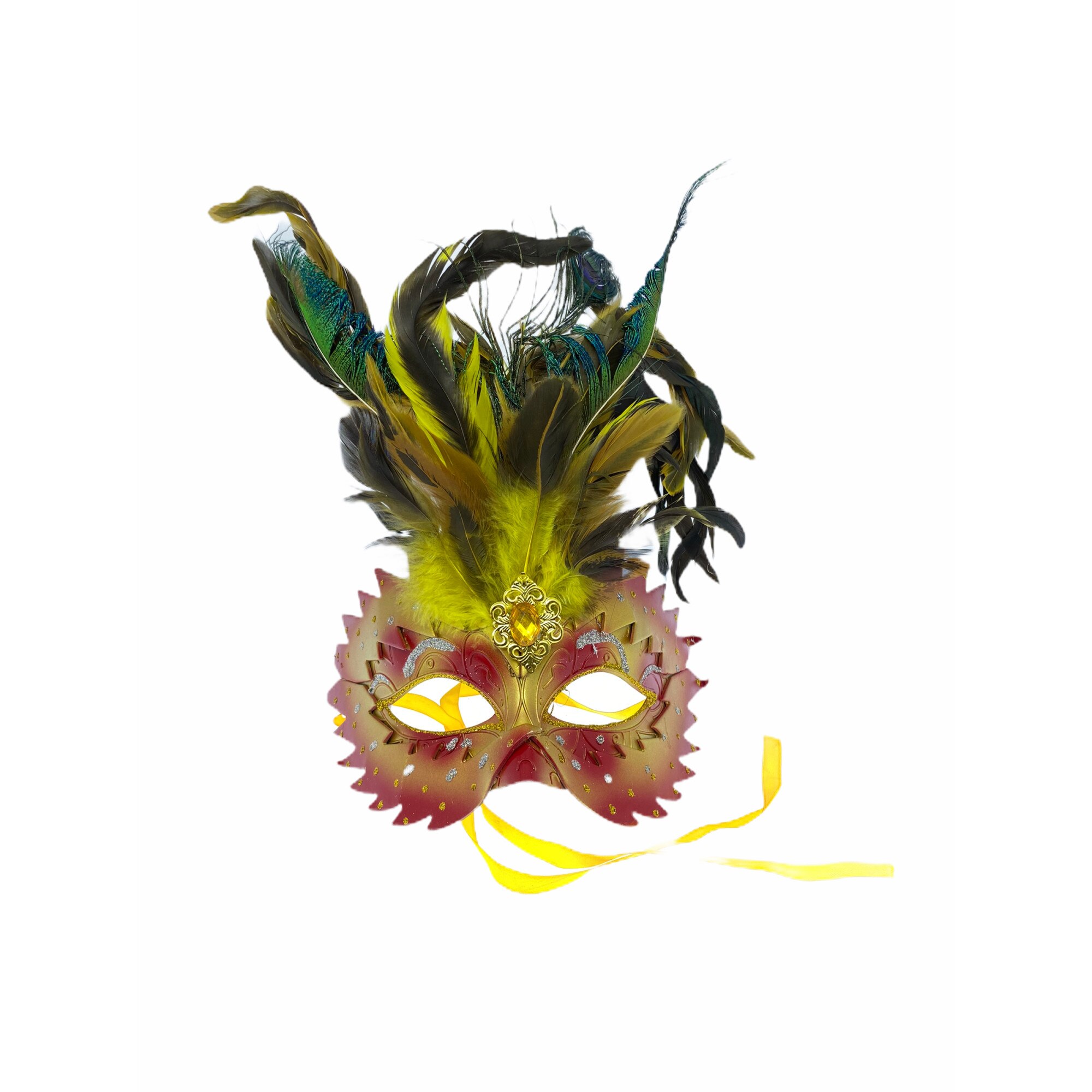 Masca Atelier carnaval cu pene, Multicolor
