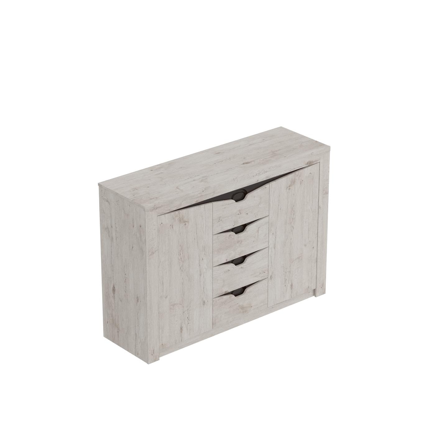 Comoda cu 4 sertare si 2 usi Sani Sorento, 140x44x98,5 cm, Stejar