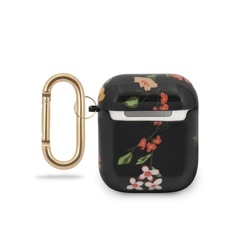 Husa Protectie Originala Guess Pentru Airpods 1/2 Colectia Floral Negru Guaca2tpubkfl04
