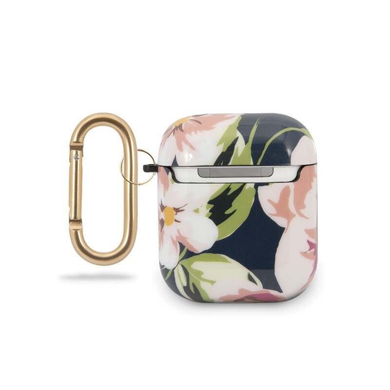 Husa Protectie Originala Guess Pentru Airpods 1/2 Colectia Floral Albastru Guaca2tpubkfl03