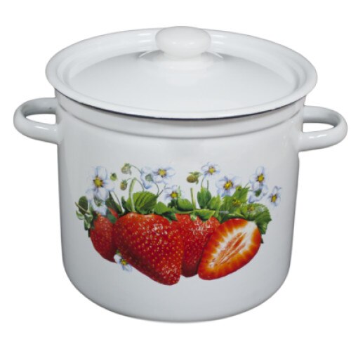 Oala emailata cu capac decor Klubnika Novomoskovsk, 0129239, 7 L otel carbon