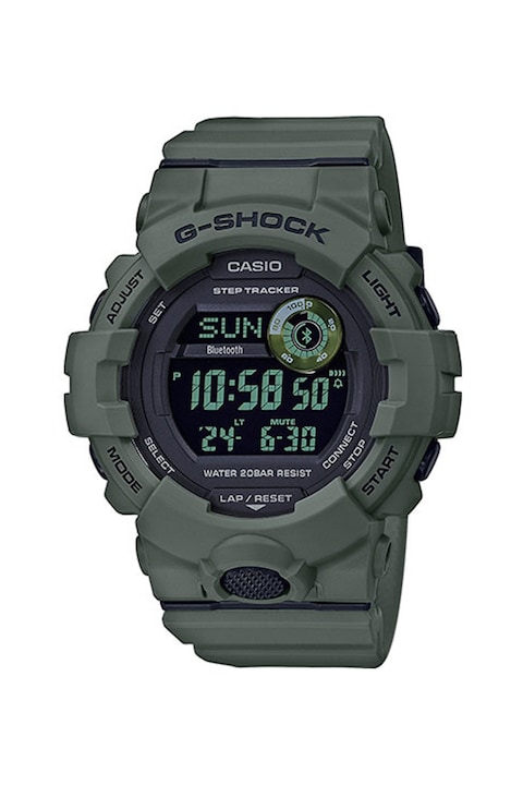 Casio, Ceas digital cu functii multiple si pedometru G-Shock, Verde
