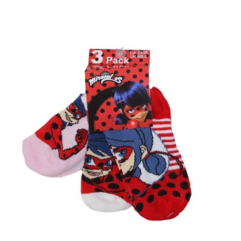 Set 3 sosete, Disney Buburuza, Rosu/Roz Set 3 sosete, Disney Buburuza, Rosu/Roz