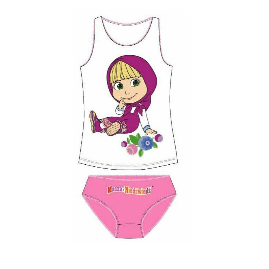 Set maieu+chilot, Masha si ursul, roz