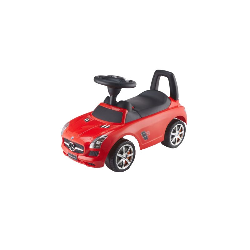 Masinuta Mercedes SLS AMG, volan interactiv cu melodii, scaun reglabil, roti pivotante, capacitate 25kg, culoare rosu