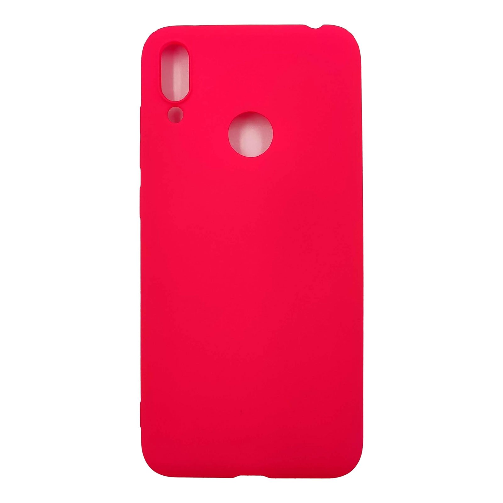 Husa silicon Huawei Y7 2019 model Mat cu Protectie Camera, Antisoc, TPU, Viceversa Roz Neon