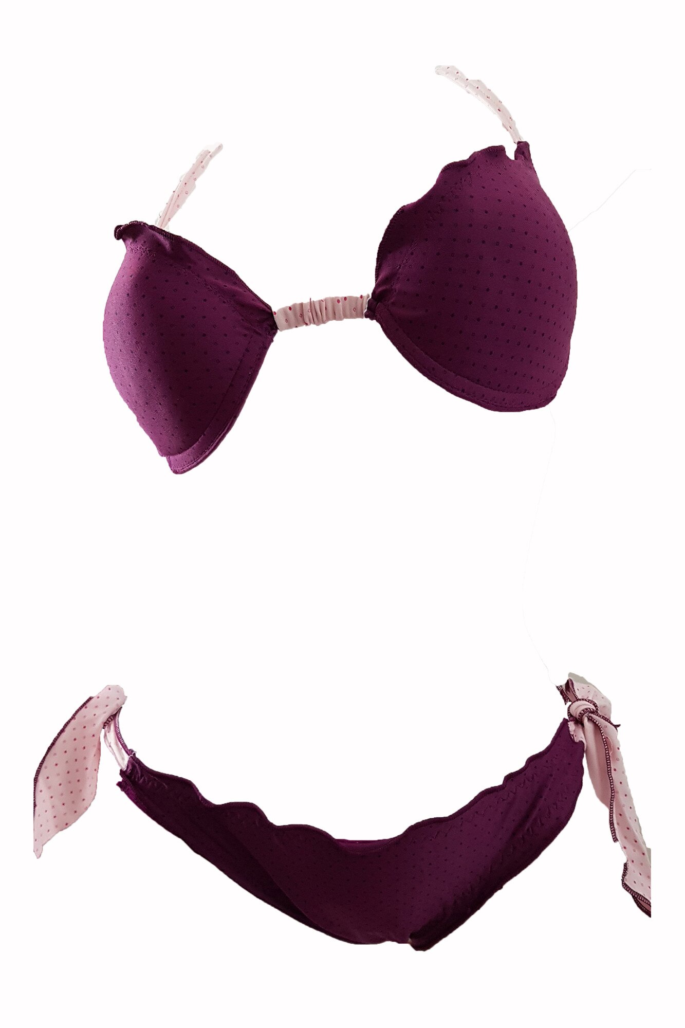 Costum de baie dama doua piese, imprimeu buline,VALENTINA , BLD by Exclusive, Mov