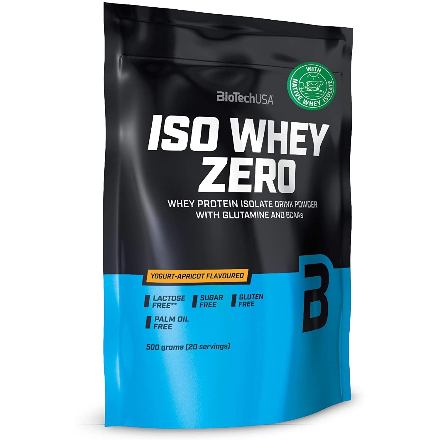 Supliment nutritiv Biotech USA, Iso Whey Zero Free Lactose WPI, Izolat proteic din zer, 500 g, Apricot Yoghurt