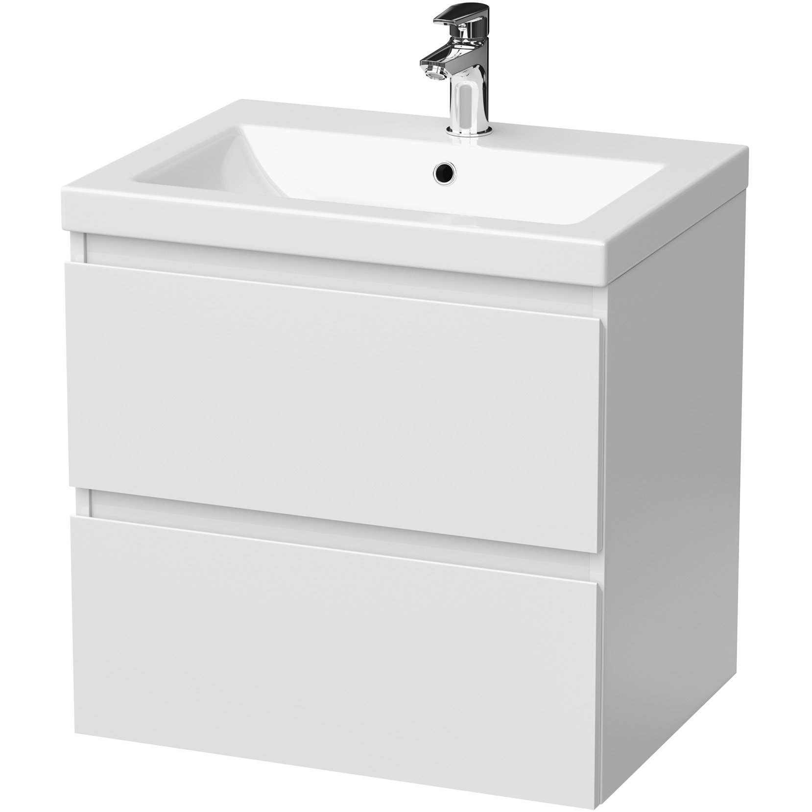 Pachet Cersanit A92 S801-265, dulap, 2 sertare, MDF, manere ascunse + lavoar, 60x60x45 cm