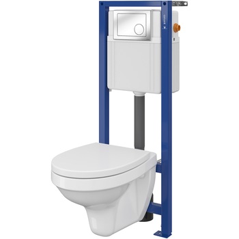 Set sistem incastrat Cersanit 206 Systrem WC Delfi + Capac, polipropilena, inchidere lenta, buton rotund Link, Crom lucios Set sistem incastrat Cersanit 206 Systrem WC Delfi + Capac, polipropilena, inchidere lenta, buton rotund Link, Crom lucios