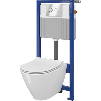 Pachet Cersanit B56 System 51 Pneumatic S701-327, rezervor incastrat + vas WC + capac + clapeta actionare Pachet Cersanit B56 System 51 Pneumatic S701-327, rezervor incastrat + vas WC + capac + clapeta actionare
