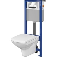 Pachet vas WC suspendat Cersanit S701-063 Carina + sistem mecanic, capac WC Duroplast, inchidere lenta, demontare rapida