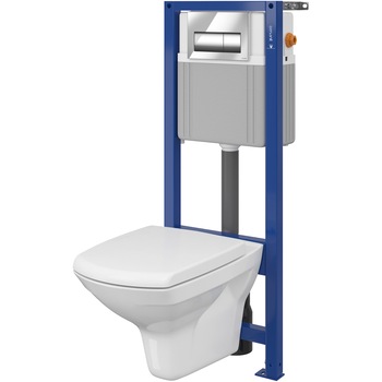 Pachet vas WC suspendat Cersanit S701-063 Carina + sistem mecanic, capac WC Duroplast, inchidere lenta, demontare rapida Pachet vas WC suspendat Cersanit S701-063 Carina + sistem mecanic, capac WC Duroplast, inchidere lenta, demontare rapida