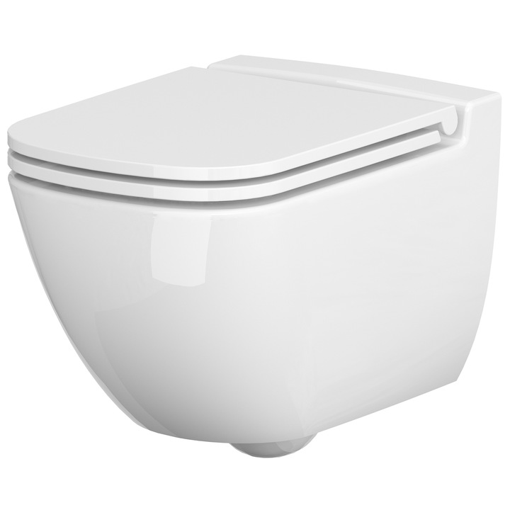 Тоалетна чиния WC Cersanit K701-103, Окачена, Slim капак, Бързо разглобяване, 54x41x36.5 см