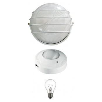 Set iluminat cu senzor compus din senzor, lampa tavan si bec sferic Set iluminat cu senzor compus din senzor, lampa tavan si bec sferic