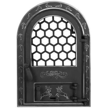 Usa Semineu cu Geam Cerbi Ornamente Argintii Mare EvoTools, 610mm x 425mm Usa Semineu cu Geam Cerbi Ornamente Argintii Mare EvoTools, 610mm x 425mm