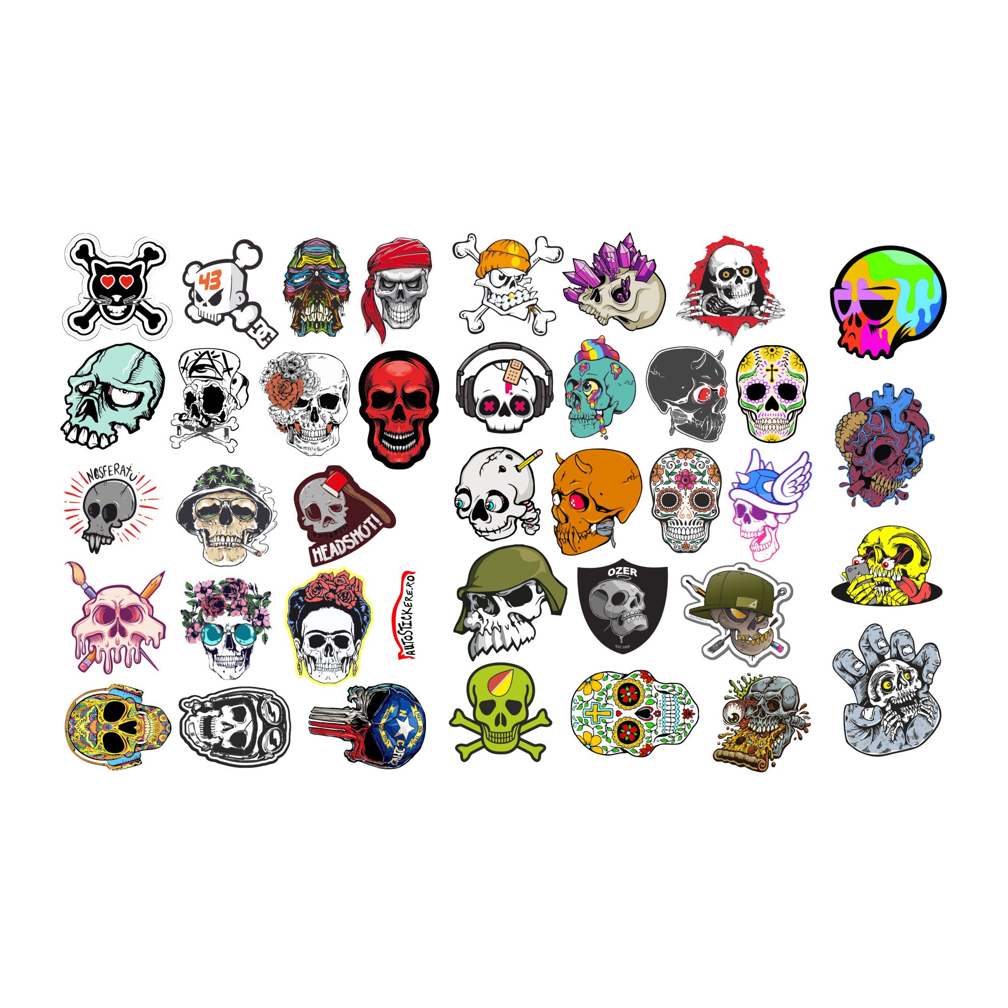 Set 40 bucati Stickere Laminate Skulls