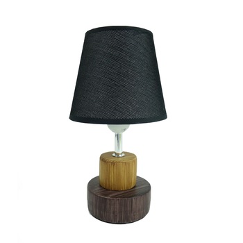 Veioza eleganta cu corp ceramic si abajur, negru/maro, 30 cm Veioza eleganta cu corp ceramic si abajur, negru/maro, 30 cm