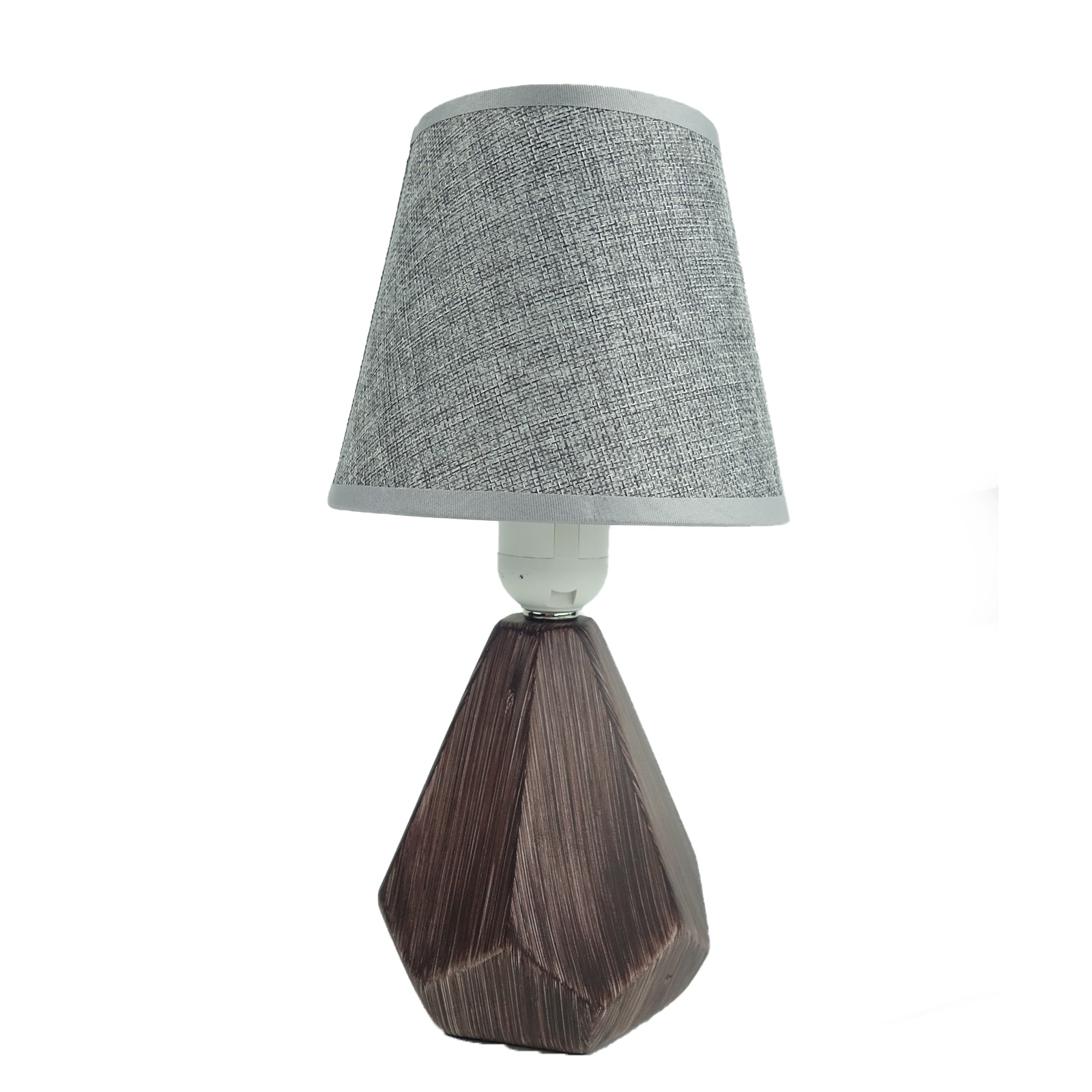 Veioza eleganta cu corp ceramic si abajur, gri/maro, 30 cm