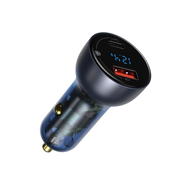 Incarcator Auto Dual Quick Charger Baseus, Particular Digital Display, 65W, Gri Incarcator Auto Dual Quick Charger Baseus, Particular Digital Display, 65W, Gri