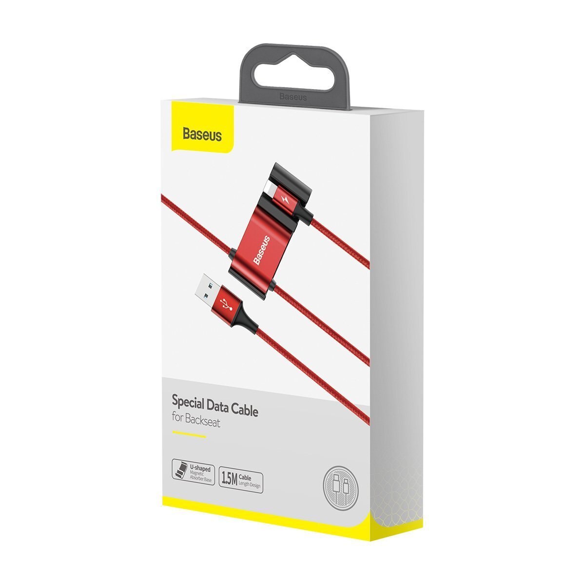 Cablu de date Baseus pentru bancheta din spate USB To Lightning (iPhone) + Dual USB, Rosu