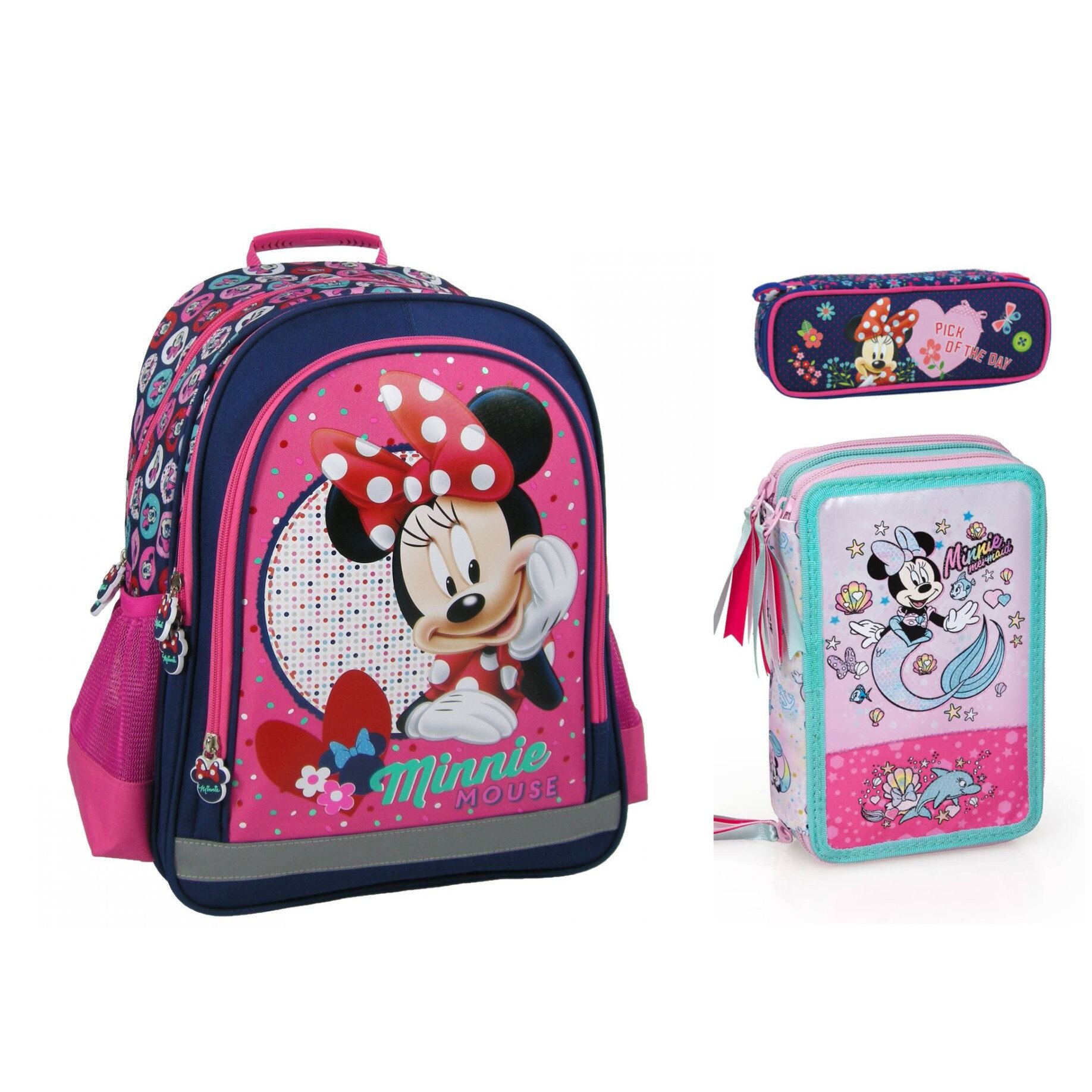 Set scoala Minnie - Ghiozdan scoala , penar echipat , penar etui