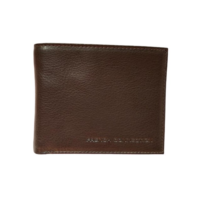 Portofel din piele naturala, French Connection, maro, 11 x 9 x 2 cm