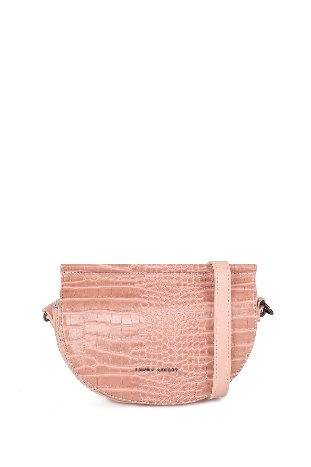 Laura Ashley, Geanta crossbody cu aspect de piele de crocodil, Roz prafuit/Roz pastel