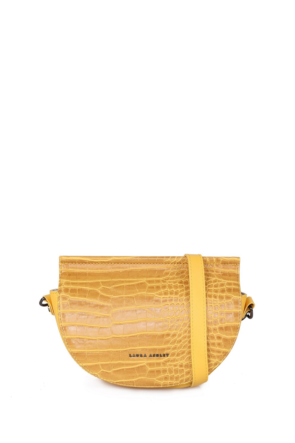 Laura Ashley, Geanta crossbody cu aspect de piele de crocodil, Ocru/Galben sofran