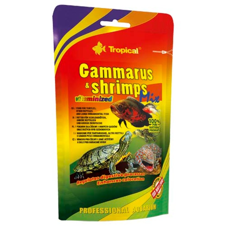 Hrana naturala pentru pesti si broaste testoase Tropical Gammarus & Shrimps Mix, 20g