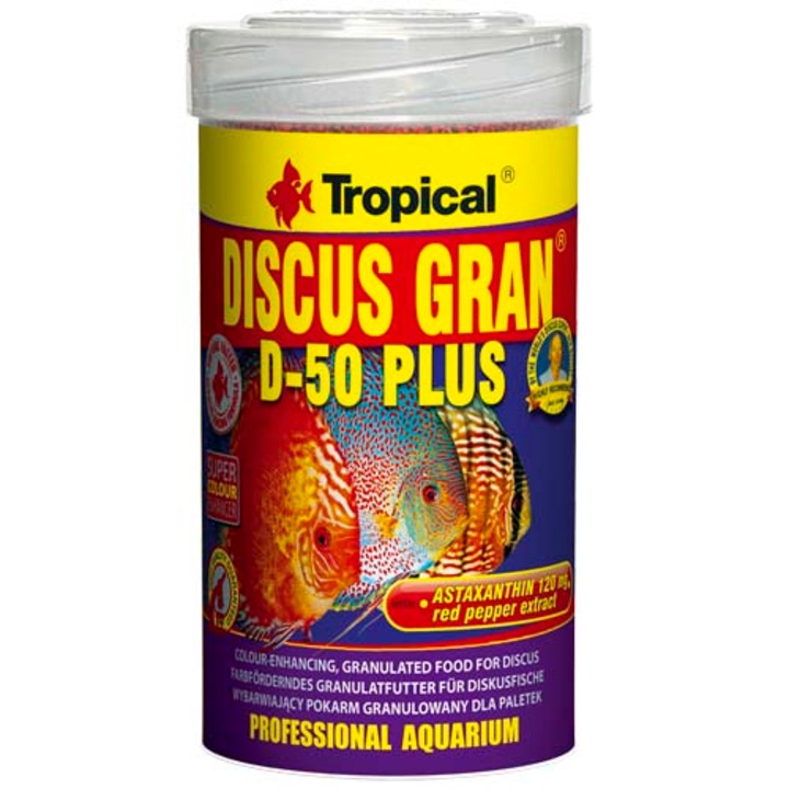 Hrana granulata pentru pesti discus Tropical Discus Gran D-50 Plus, 100ml / 44g