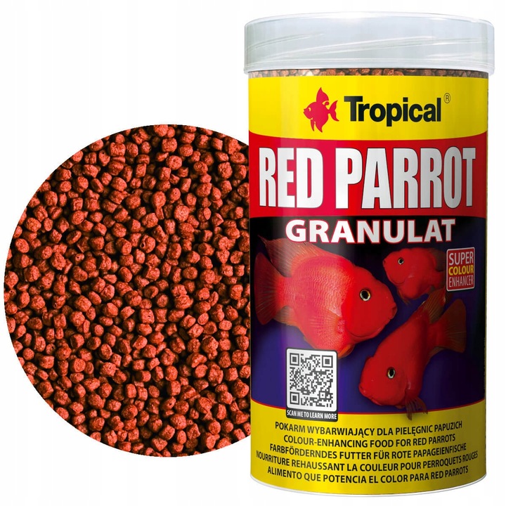 Hrana pentru imbunatatirea culorii pentru pesti Tropical Red Parrot Granulat, 250ml / 100g
