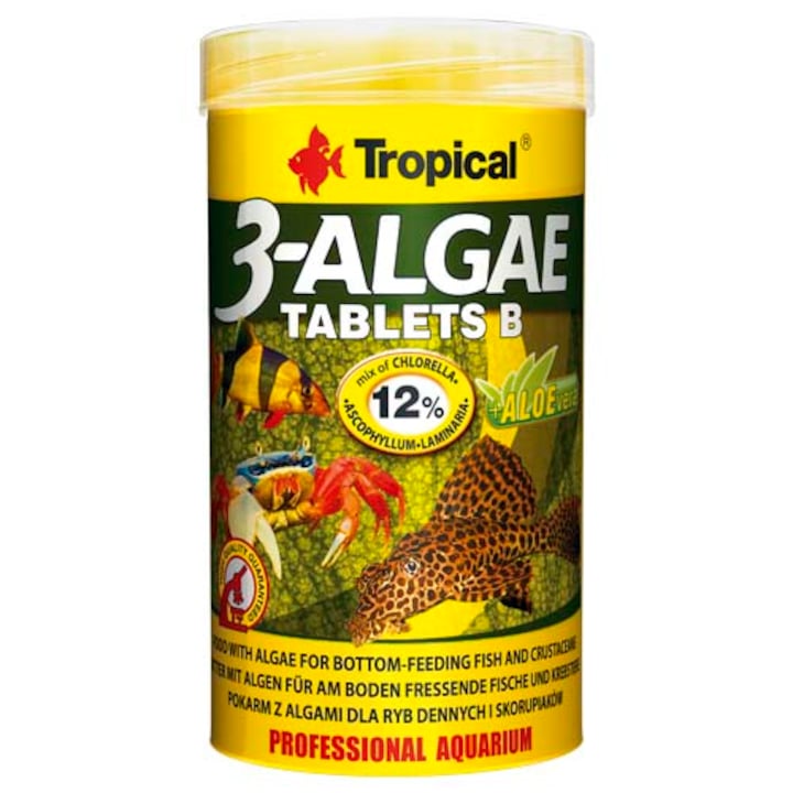 Храна с водорасли за сладководни и морски риби Tropical 3-Algae Tablets B, 830 таблетки, 250мл / 150гр